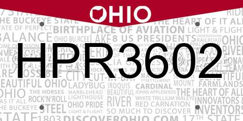 HPR3602 Ohio License Plate