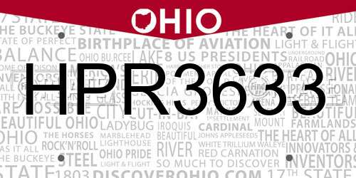 HPR3633 Ohio License Plate