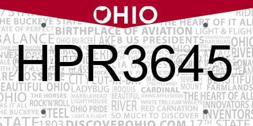HPR3645 Ohio License Plate