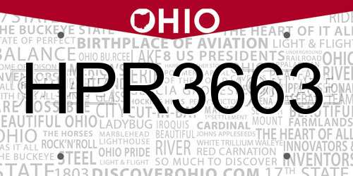 HPR3663 Ohio License Plate