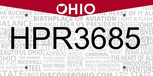 HPR3685 Ohio License Plate