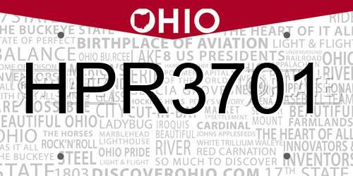 HPR3701 Ohio License Plate