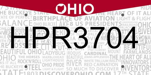 HPR3704 Ohio License Plate