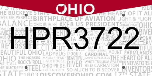 HPR3722 Ohio License Plate