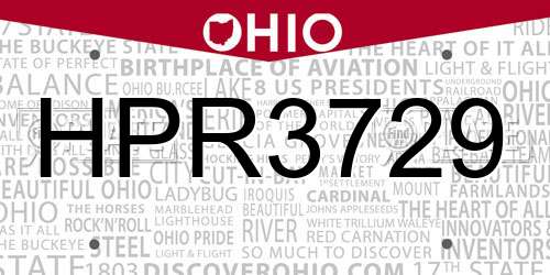HPR3729 Ohio License Plate