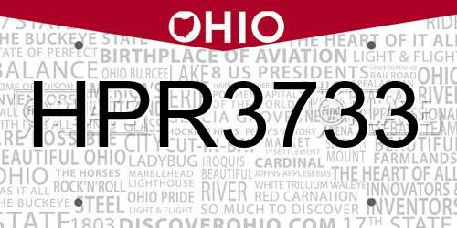 HPR3733 Ohio License Plate