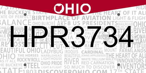 HPR3734 Ohio License Plate