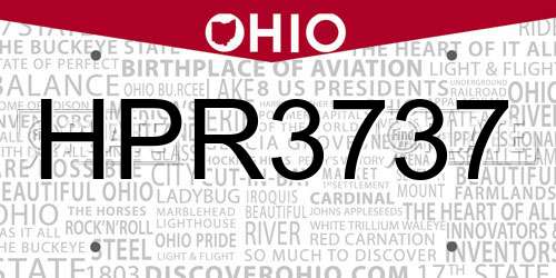 HPR3737 Ohio License Plate