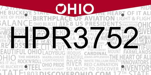 HPR3752 Ohio License Plate