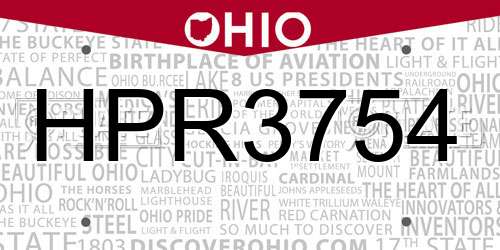 HPR3754 Ohio License Plate