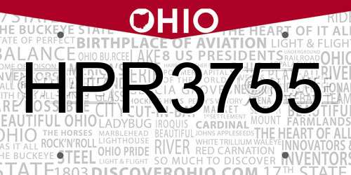 HPR3755 Ohio License Plate