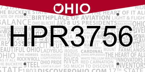 HPR3756 Ohio License Plate
