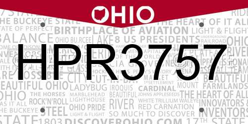 HPR3757 Ohio License Plate