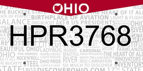 HPR3768 Ohio License Plate