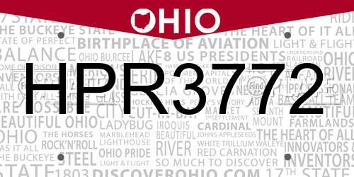 HPR3772 Ohio License Plate