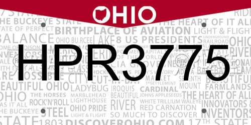 HPR3775 Ohio License Plate