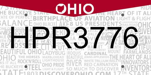 HPR3776 Ohio License Plate