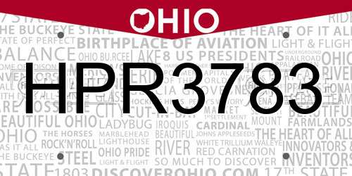 HPR3783 Ohio License Plate