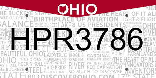 HPR3786 Ohio License Plate
