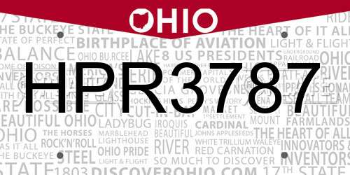 HPR3787 Ohio License Plate