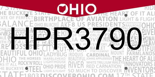 HPR3790 Ohio License Plate