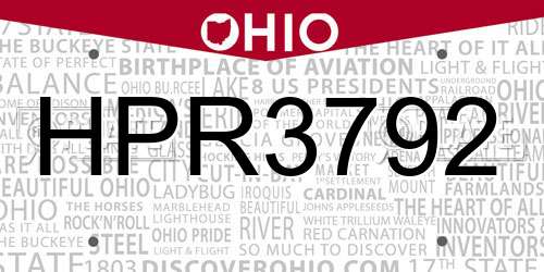 HPR3792 Ohio License Plate