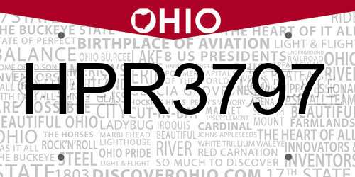 HPR3797 Ohio License Plate