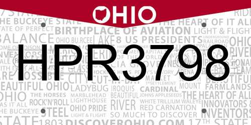 HPR3798 Ohio License Plate