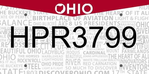 HPR3799 Ohio License Plate