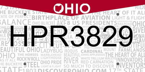 HPR3829 Ohio License Plate