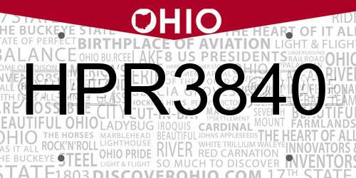 HPR3840 Ohio License Plate