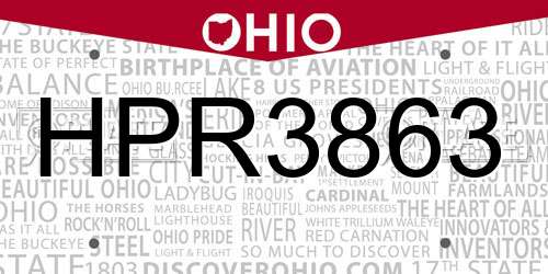 HPR3863 Ohio License Plate