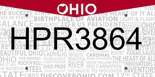 HPR3864 Ohio License Plate