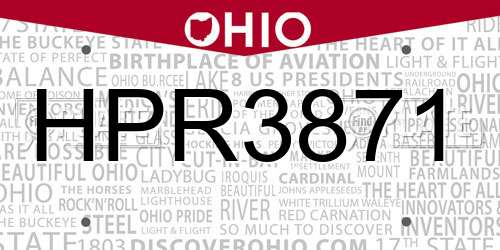 HPR3871 Ohio License Plate