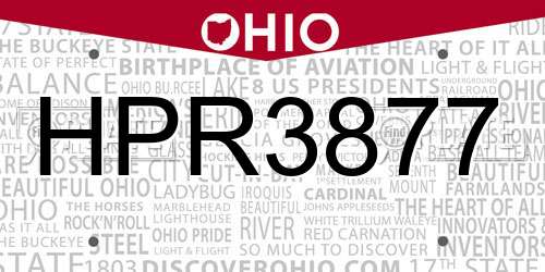 HPR3877 Ohio License Plate