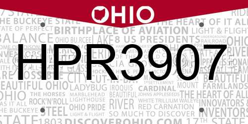 HPR3907 Ohio License Plate