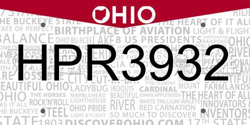 HPR3932 Ohio License Plate