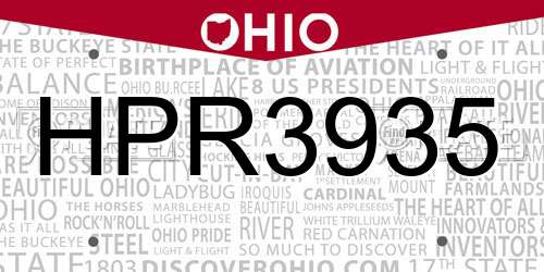 HPR3935 Ohio License Plate