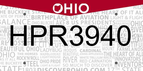 HPR3940 Ohio License Plate