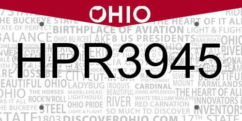 HPR3945 Ohio License Plate
