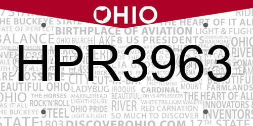HPR3963 Ohio License Plate