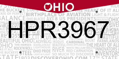 HPR3967 Ohio License Plate