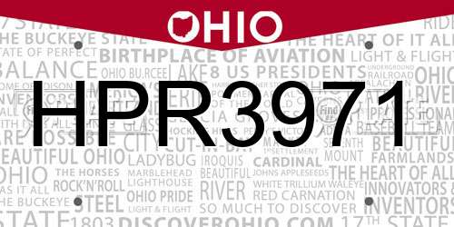 HPR3971 Ohio License Plate