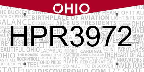 HPR3972 Ohio License Plate
