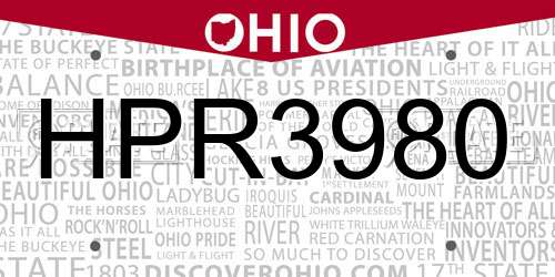 HPR3980 Ohio License Plate