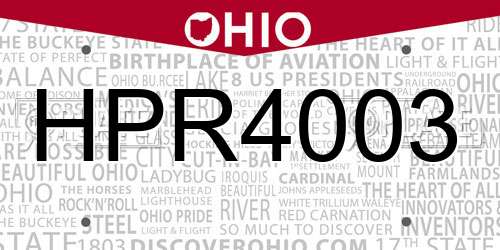 HPR4003 Ohio License Plate