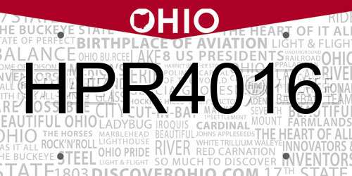 HPR4016 Ohio License Plate