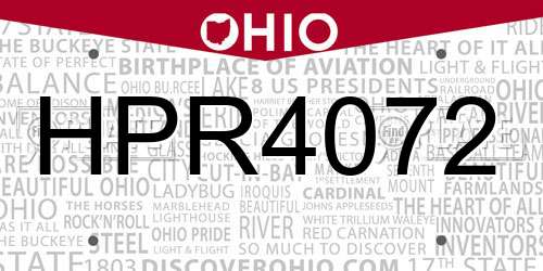 HPR4072 Ohio License Plate