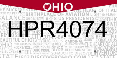 HPR4074 Ohio License Plate