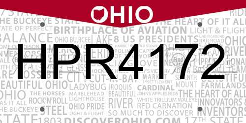 HPR4172 Ohio License Plate